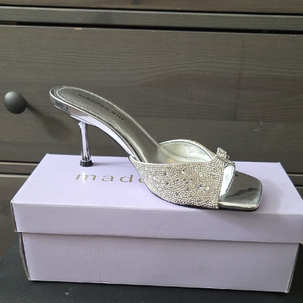 Steve Madden Silver Rhinestone Heels - Picture 2 of 11